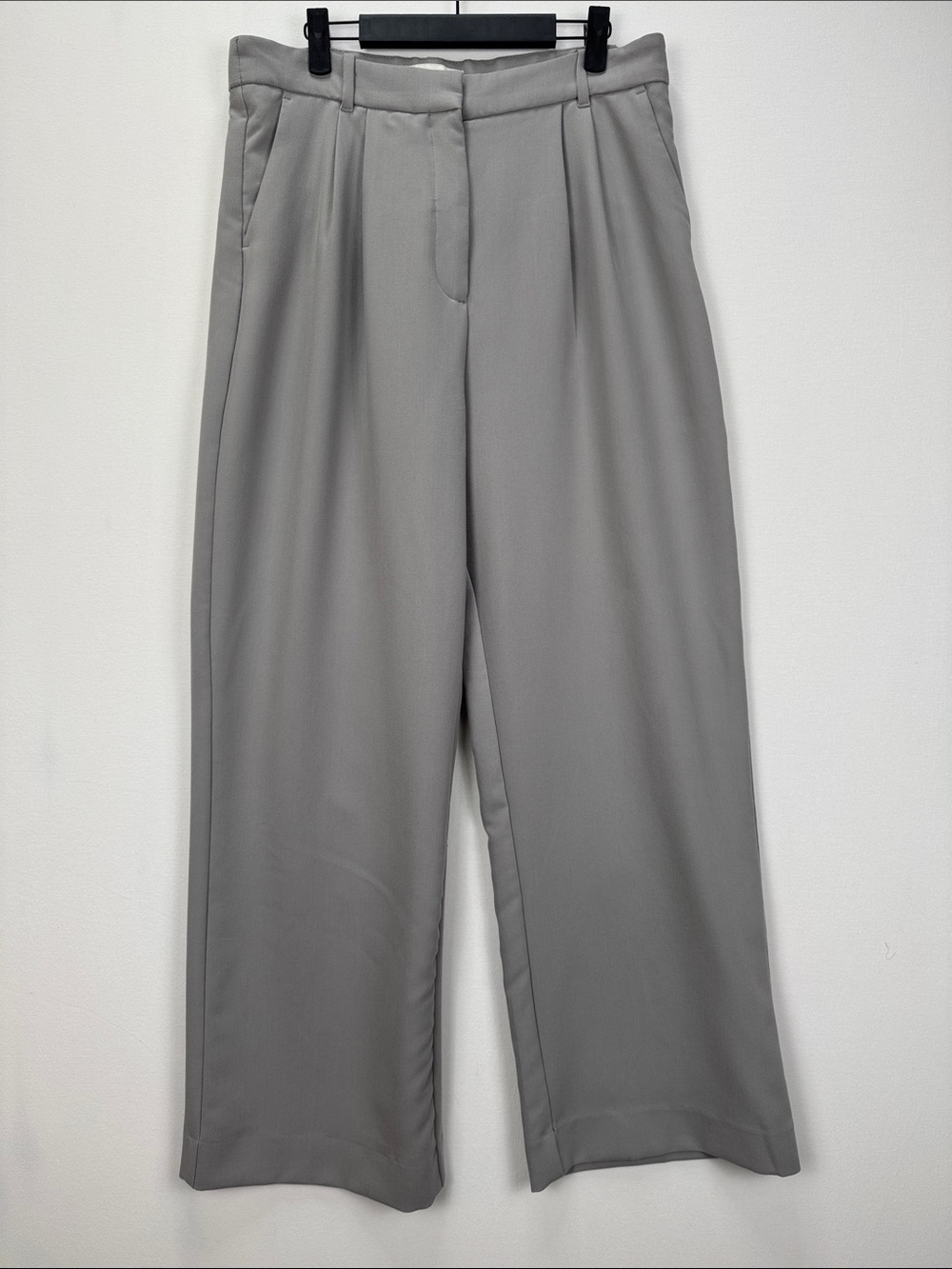 Abercrombie & Fitch Wide Leg Trousers in Light Gray